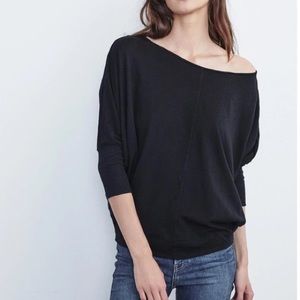 Velvet Joss Dolman Sleeve Tee, Black slub, XS